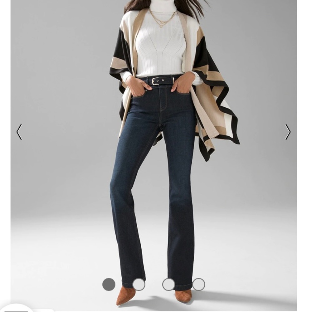 WHBM Extra High-Rise Sculpt Belted Skinny Flare Jeans. 14 Long